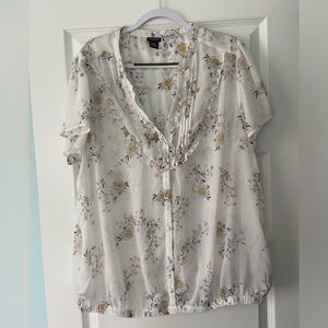 Torrid white floral sheer top.  Size 3